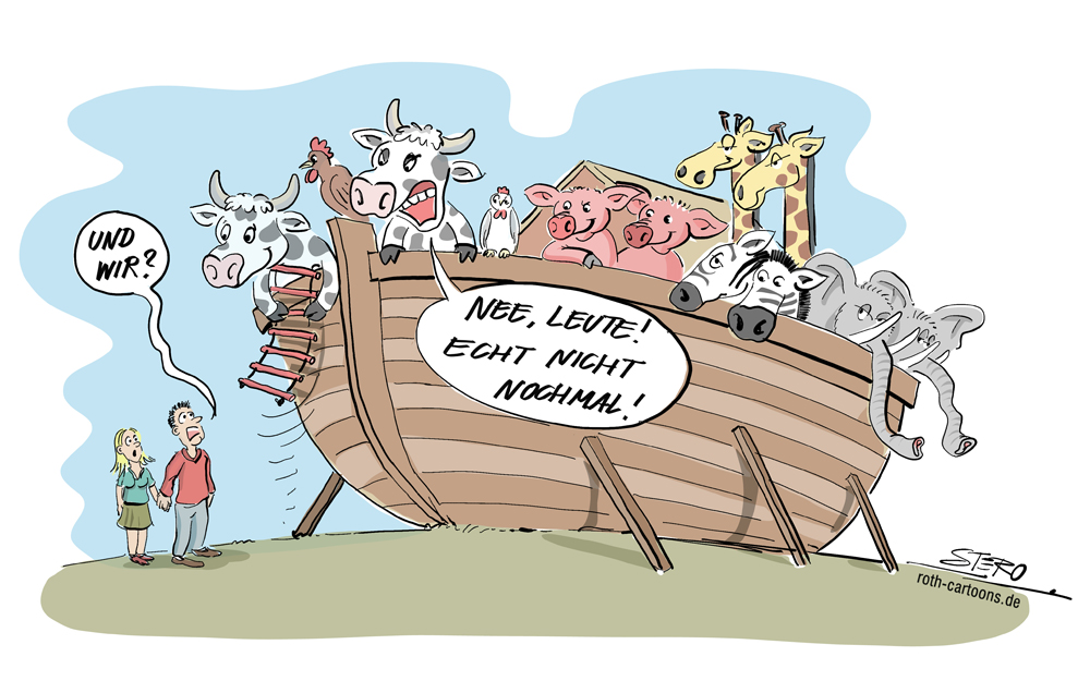 cartoon-karikatur-Cartoon Comic Arche Noah der Zukunft - Roth-Cartoons (DE)