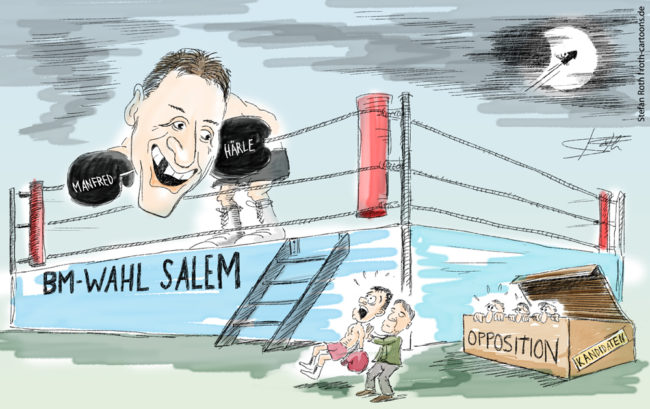 Manfred Härle im Boxring Bürgermeisterwahl