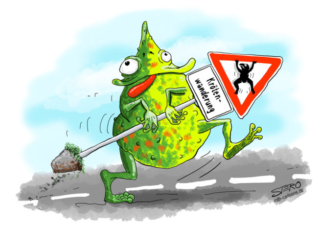 Cartoon Karikatur Comic Krötenwanderung