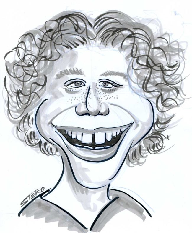 Cartoon-Karikatur-Comic---Eine Portreaitkarikatur einer frau mit Locken.