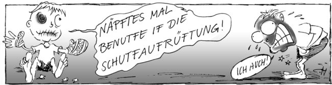 Kariaktur-SchutzausrüstungCartoon-Karikatur-Comic---Zwei Kämpfer nach dem Kampf - verletzt, da sie beide Ihre Schutzausrüstung nicht trugen.