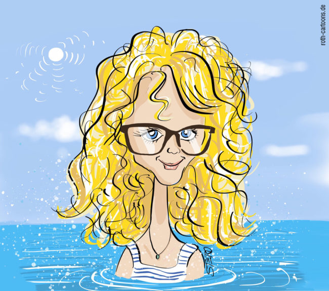 Portraitkarikatur Comic einer blonden hübschen Frau