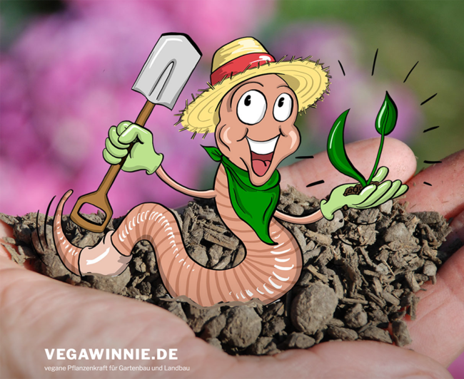 Maskottchen veganer Dünger - Regenwurm