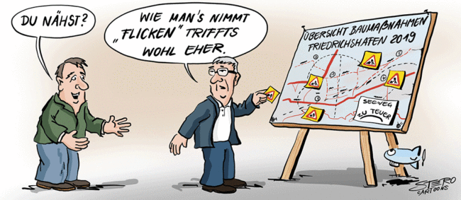 cartoon commic baumassnahmen strickmustzer