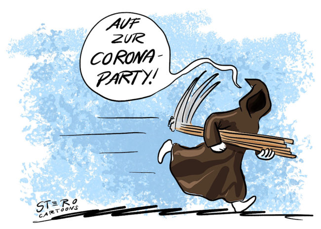 Cartoon-comic-corona-Party-coronapandemie2020