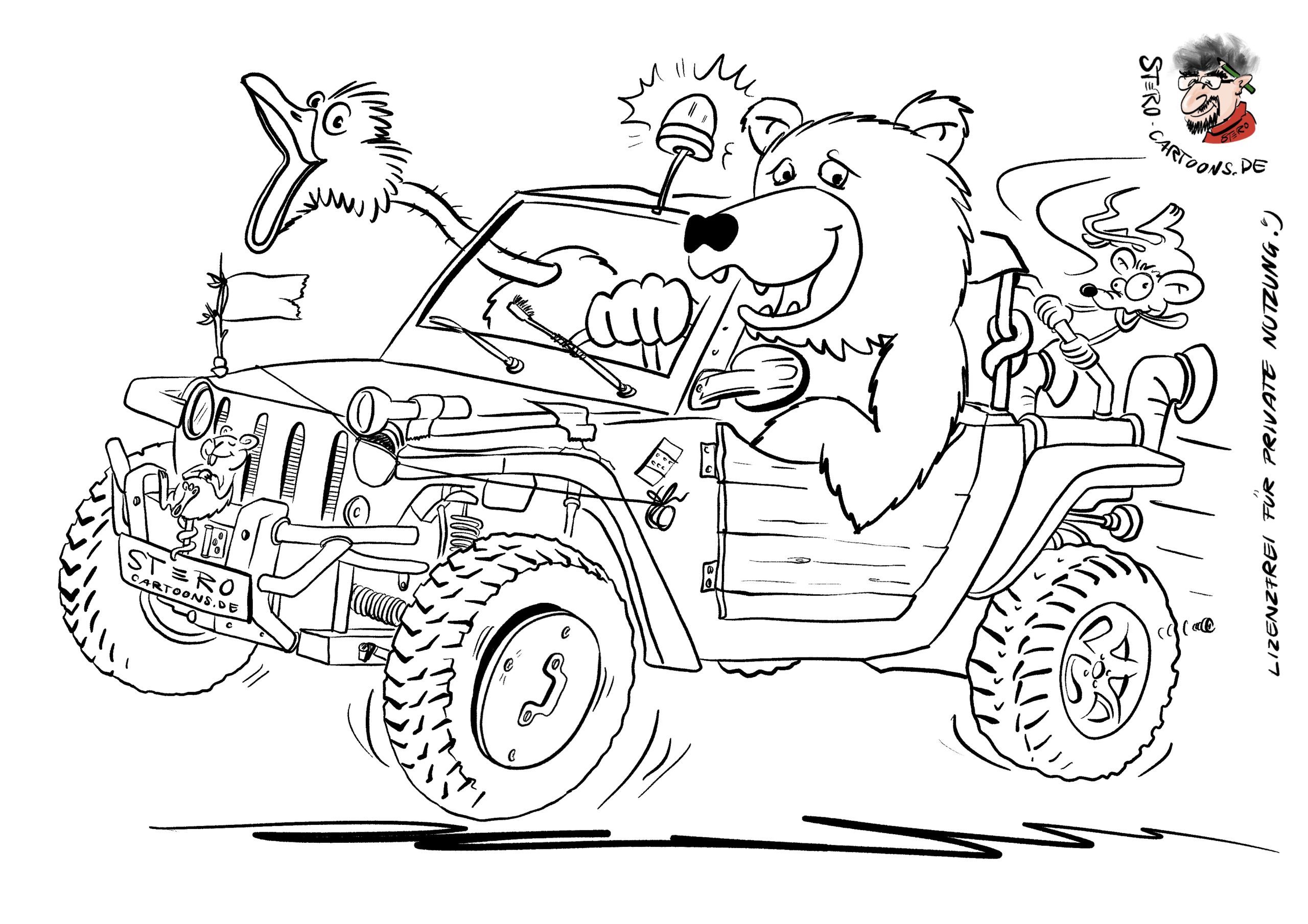 Offroadrennmotorradcartoon Nur Schwarzweiß Zum Ausmalen Kinderbuch