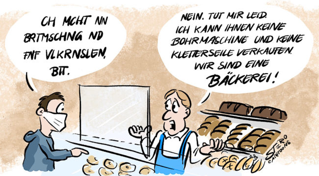 Cartoon Karikatur zur Maskenpflicht wegen Corona