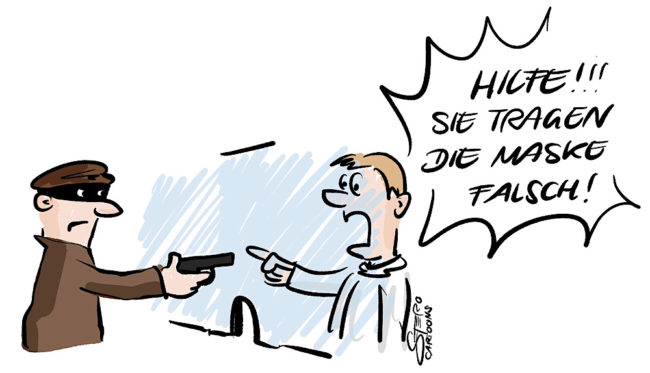 Cartoon comic zur Maskenpflicht