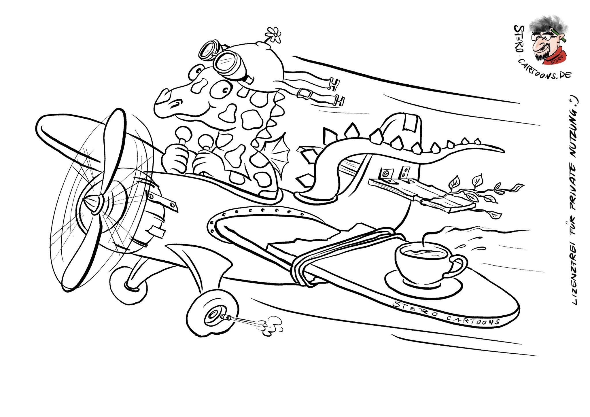 malvorlage flugzeug  cartoons comic karikaturen