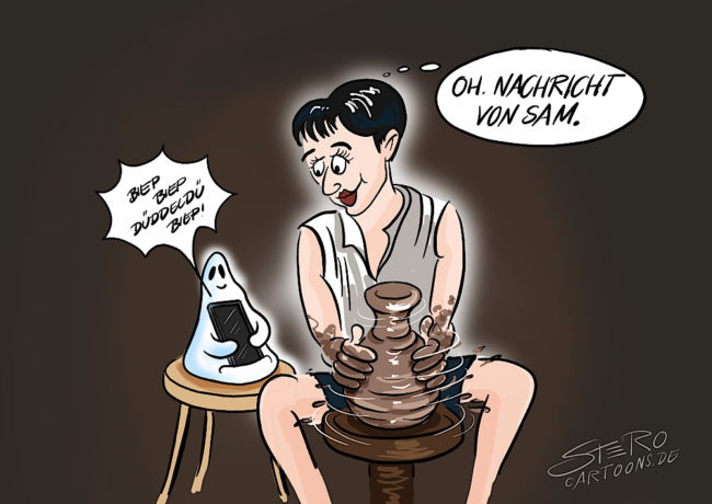 Cartoon-comic-ghost-nachricht-von-sam
