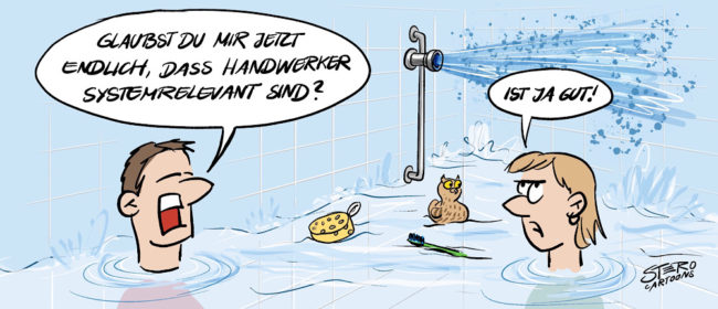 Cartoon-Comic-Karikatur: Handwerker-Systemrelevant