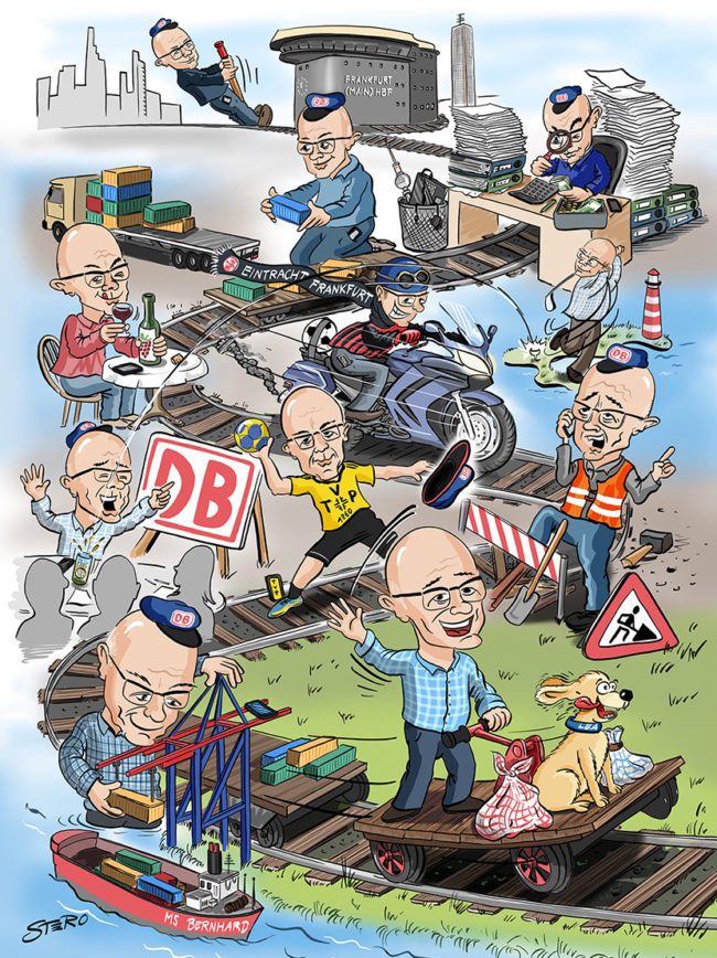 Portraitkarikatur eines Lebenslaufes zum Abschied