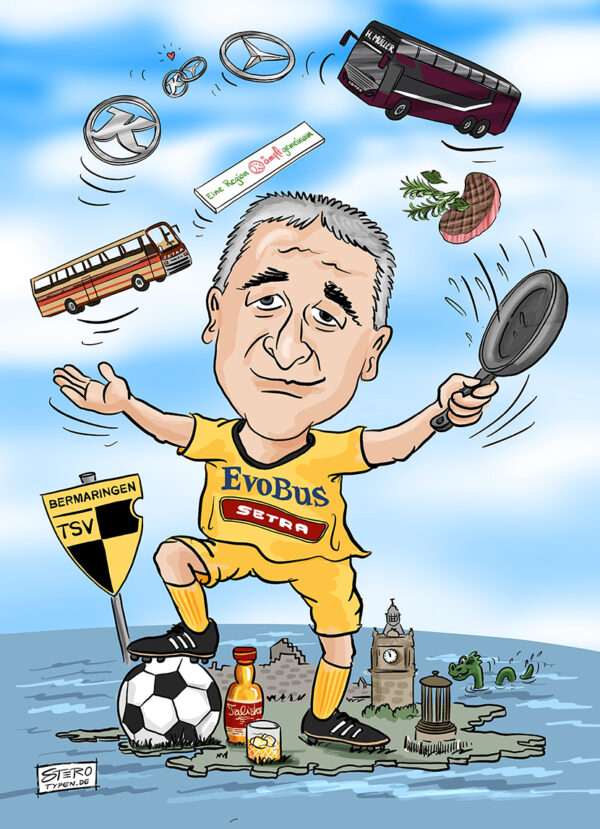 cartoonkarikaturPortraitkarikatur als Geschenk zum Ruhestand Roth