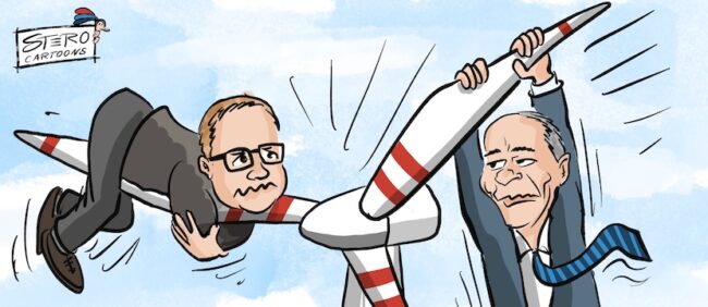 Zwei Bürgermeister streiten sich um Windkraft.